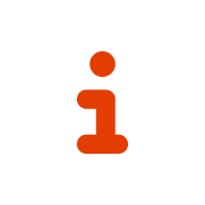 A red and white icon of an information symbol.